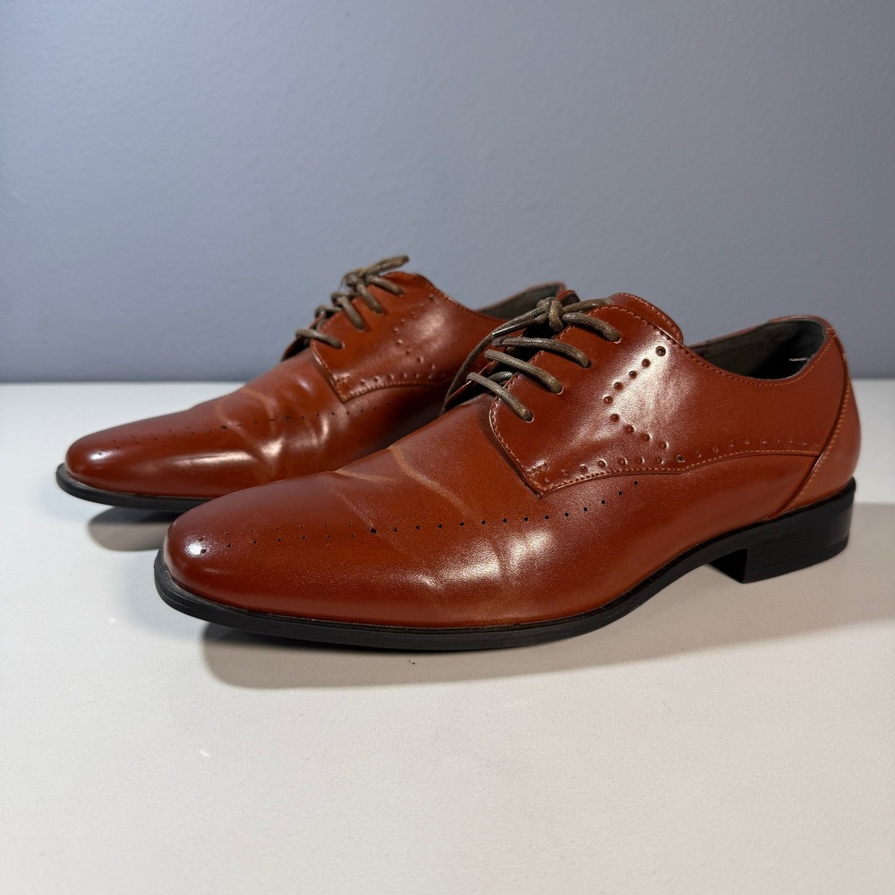 Stacy Adams‎ Boys Dress Shoes Cognac Brown Lace Up Oxford Size 7M